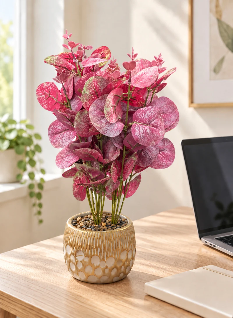 10-Head Artificial Decorative Plant with Textured Leaves & Decorative Pot — photo 8