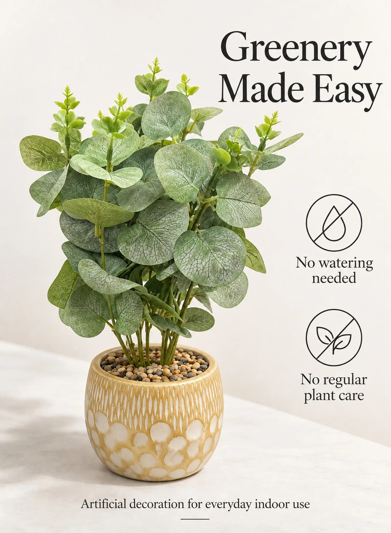 10-Head Artificial Decorative Plant with Textured Leaves & Decorative Pot — photo 5