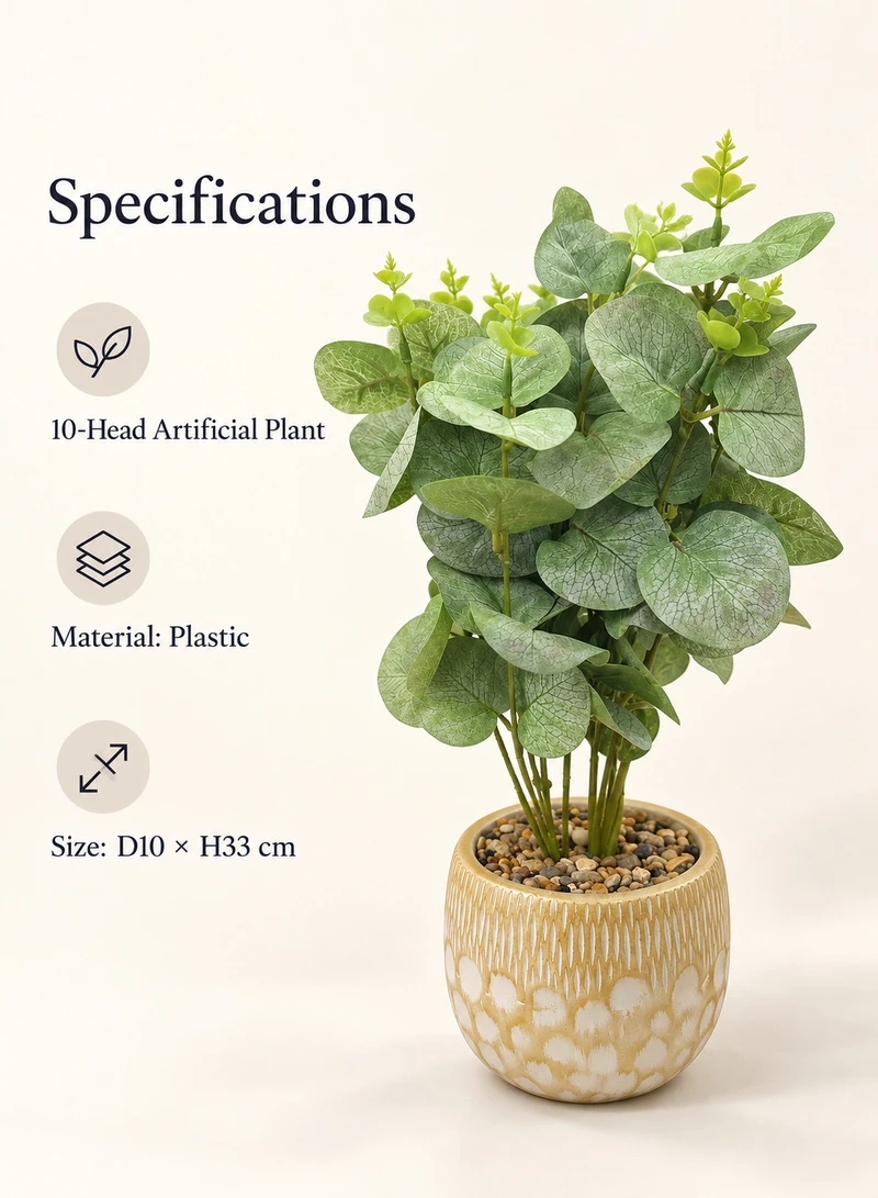 10-Head Artificial Decorative Plant with Textured Leaves & Decorative Pot — photo 6