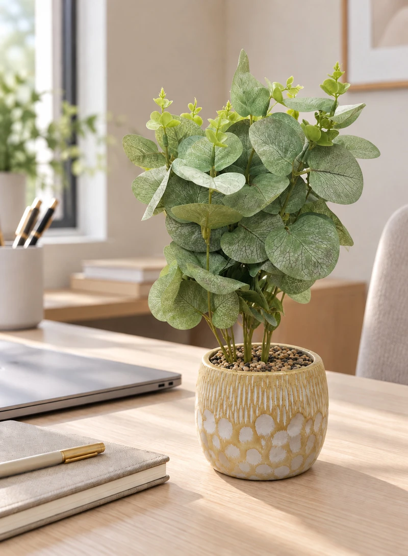 10-Head Artificial Decorative Plant with Textured Leaves & Decorative Pot — photo 8