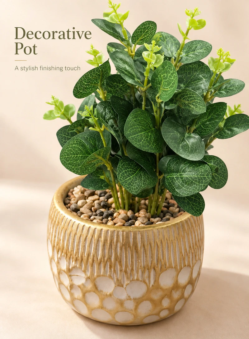 10-Head Artificial Decorative Plant with Textured Leaves & Decorative Pot — photo 4