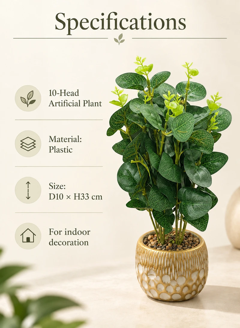 10-Head Artificial Decorative Plant with Textured Leaves & Decorative Pot — photo 6