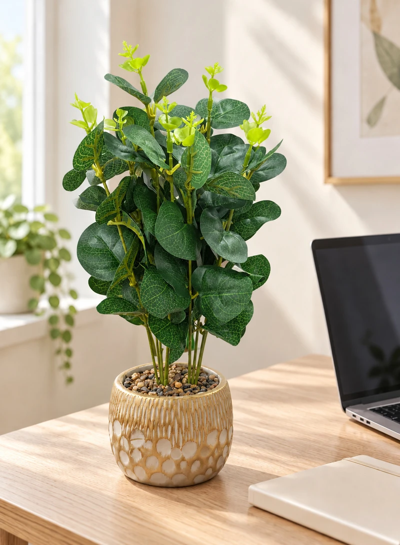 10-Head Artificial Decorative Plant with Textured Leaves & Decorative Pot — photo 8