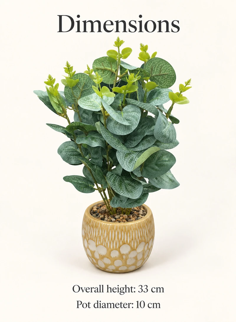 10-Head Artificial Decorative Plant with Textured Leaves & Decorative Pot — photo 2