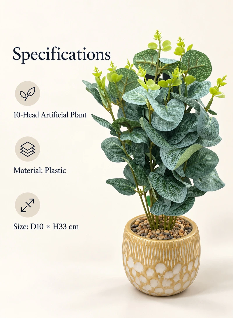 10-Head Artificial Decorative Plant with Textured Leaves & Decorative Pot β photo 6