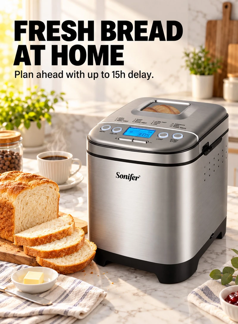 Automatic Bread Maker with 12 Programs & 15-Hour Delay Timer — photo 2