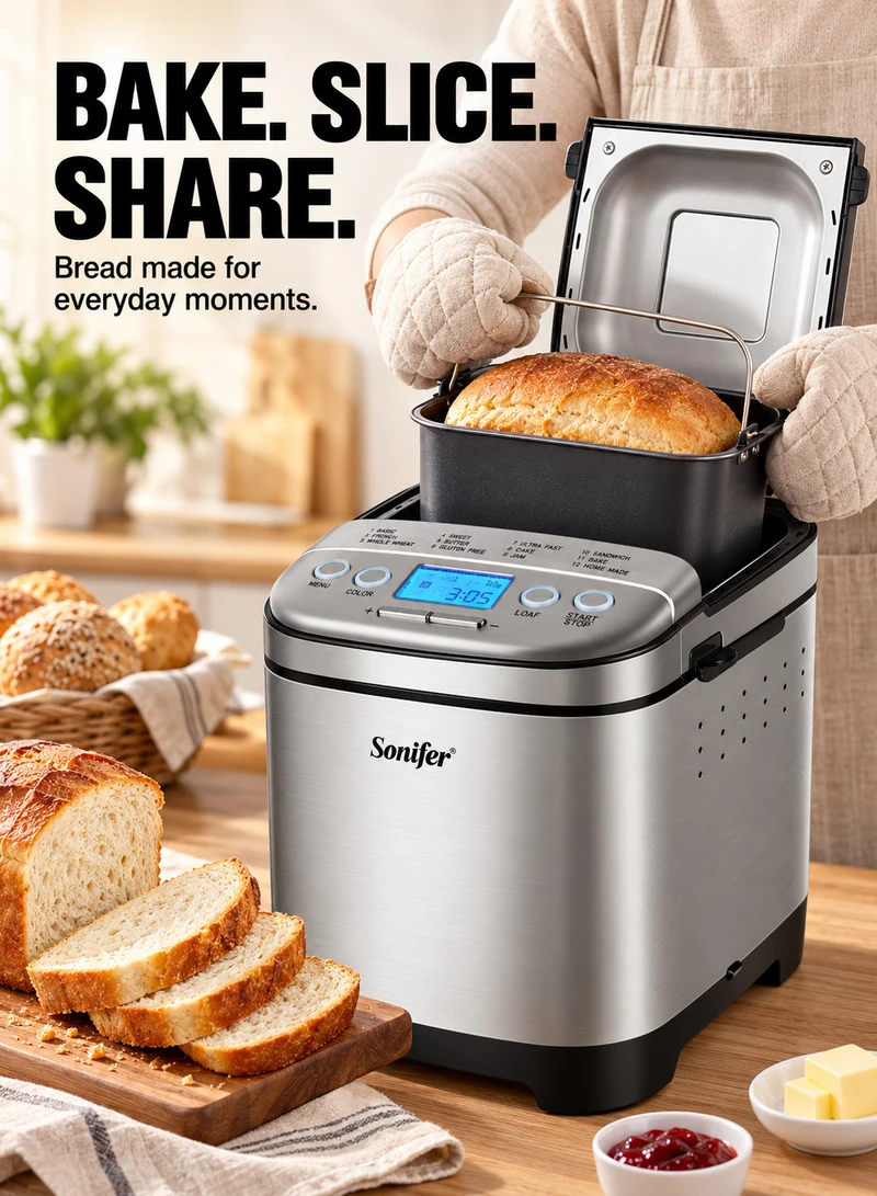 Automatic Bread Maker with 12 Programs & 15-Hour Delay Timer β photo 3