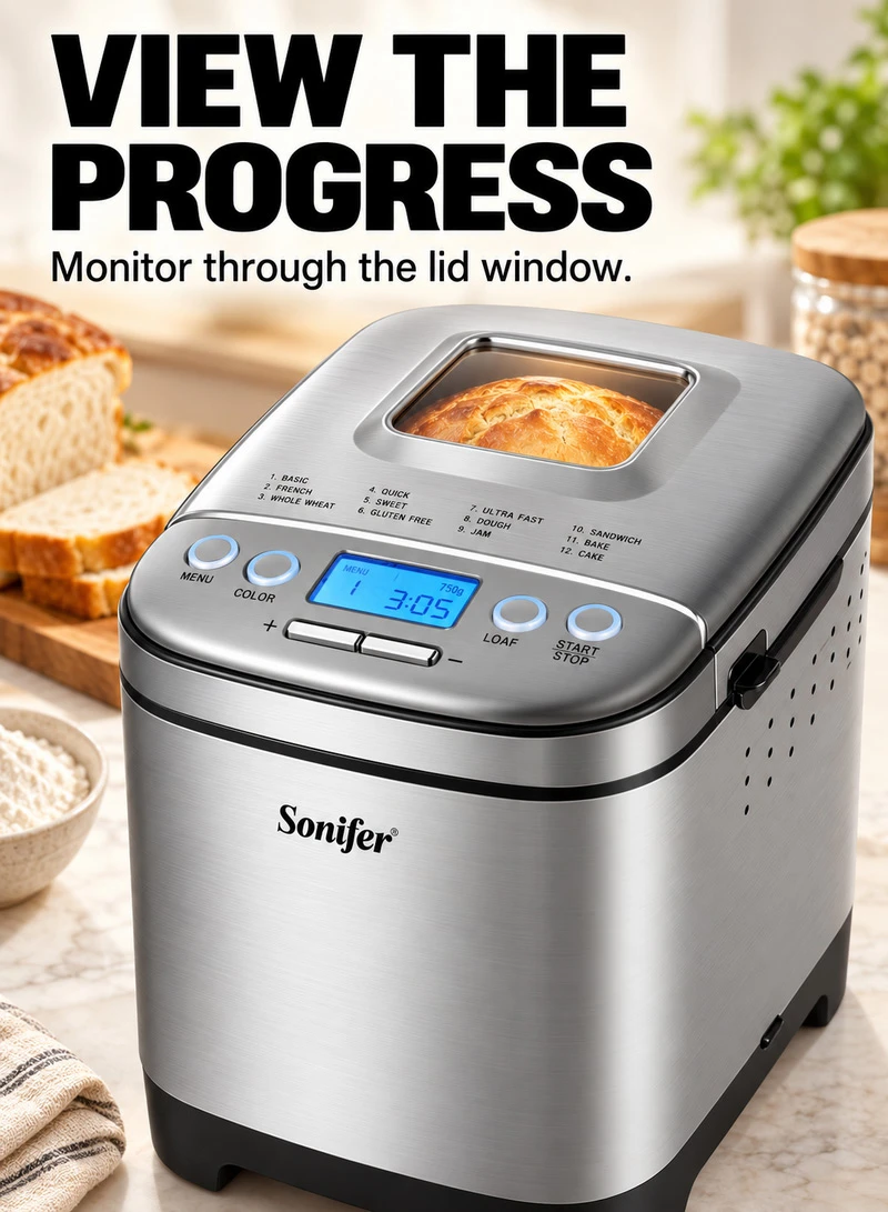 Automatic Bread Maker with 12 Programs & 15-Hour Delay Timer — photo 4