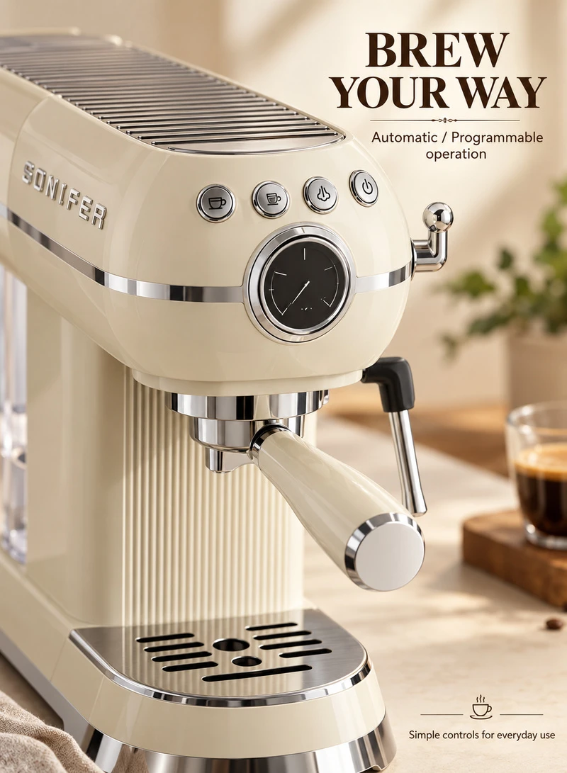 Programmable Espresso Coffee Maker with 4-Cup Capacity, Detachable Frothing Nozzle & Retro Desi — photo 3