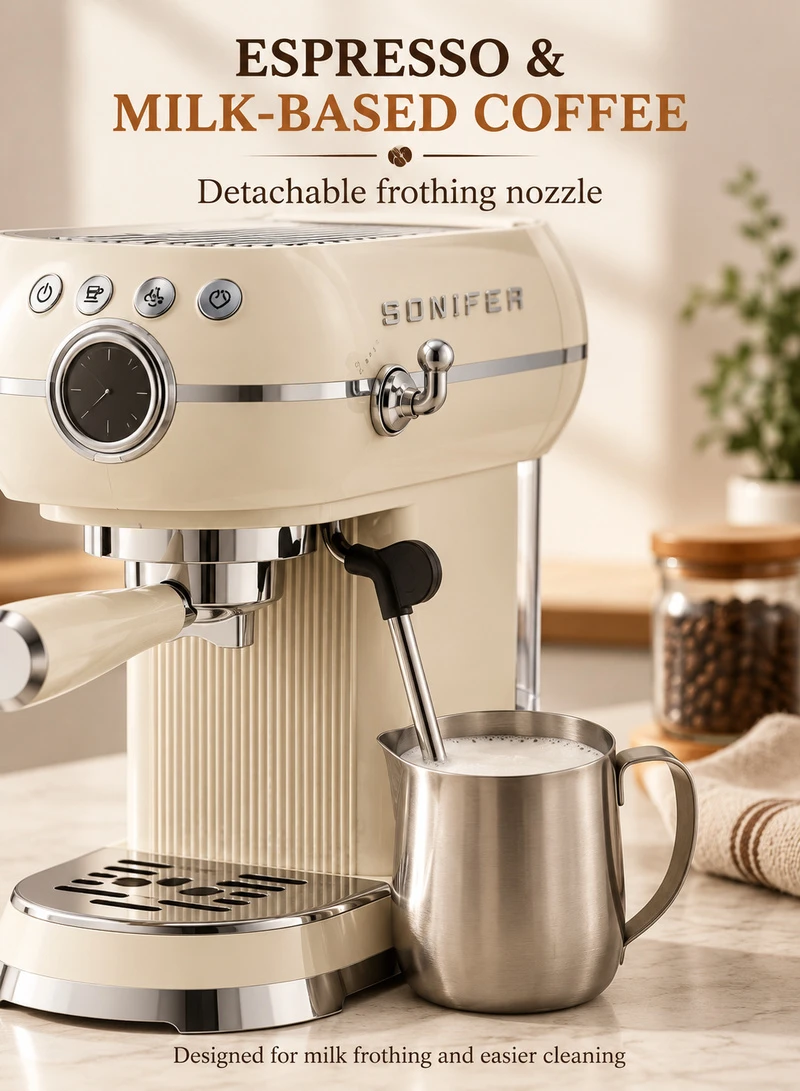 Programmable Espresso Coffee Maker with 4-Cup Capacity, Detachable Frothing Nozzle & Retro Desi — photo 4