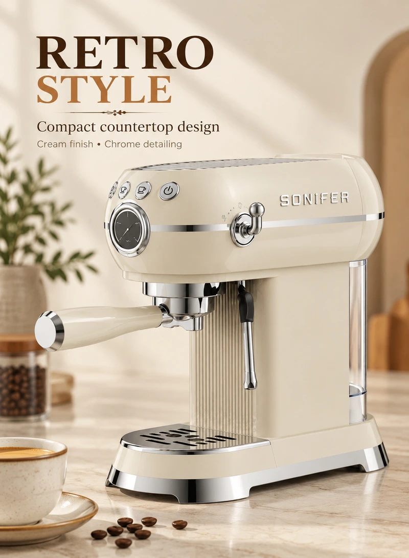 Programmable Espresso Coffee Maker with 4-Cup Capacity, Detachable Frothing Nozzle & Retro Desi β photo 5