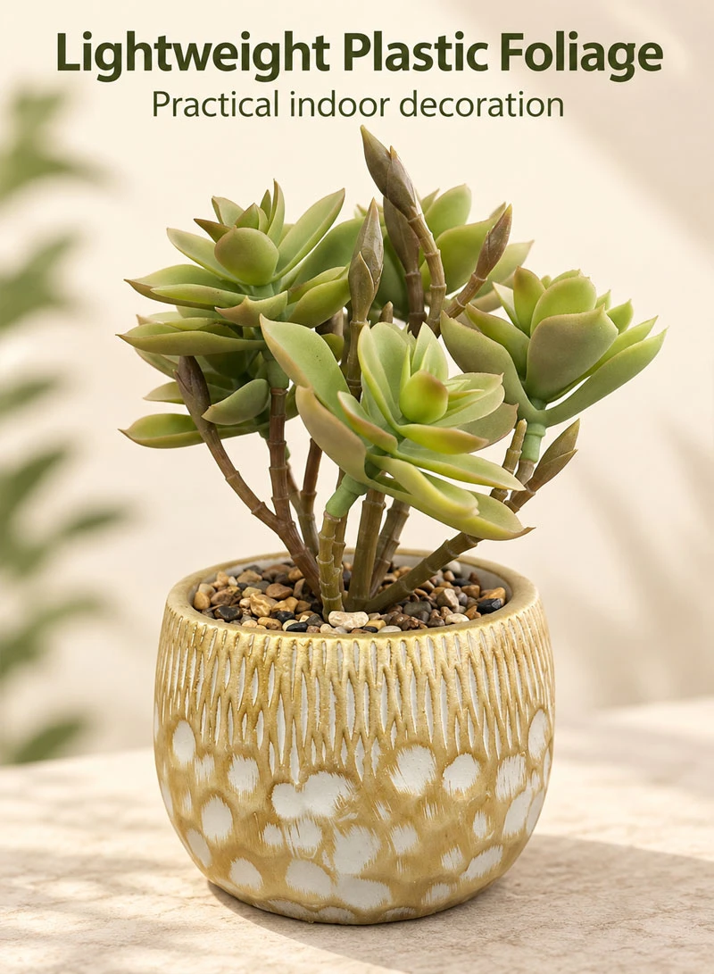 Artificial Succulent Plant with Decorative Pot - Green — photo 6