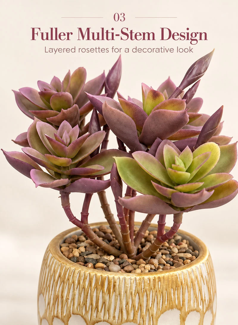 Artificial Succulent Plant with Decorative Pot - Purple — photo 3