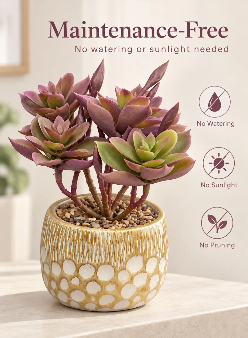 Artificial Succulent Plant with Decorative Pot - Purple — photo 6