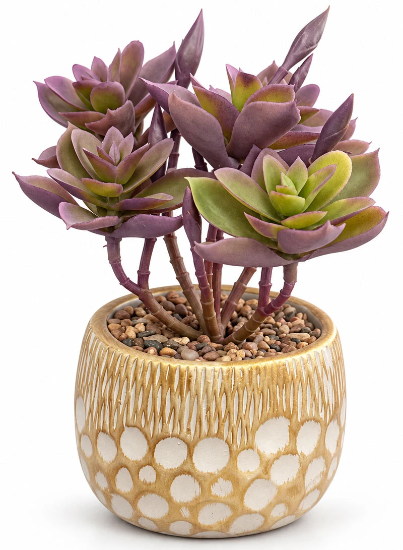 Artificial Succulent Plant with Decorative Pot - Purple