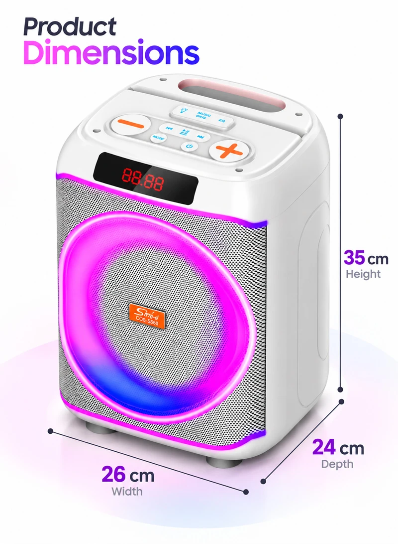 8-Inch Portable Bluetooth Karaoke Speaker with 2 Wireless Microphones, RGB LED Light, Digital D — photo 2