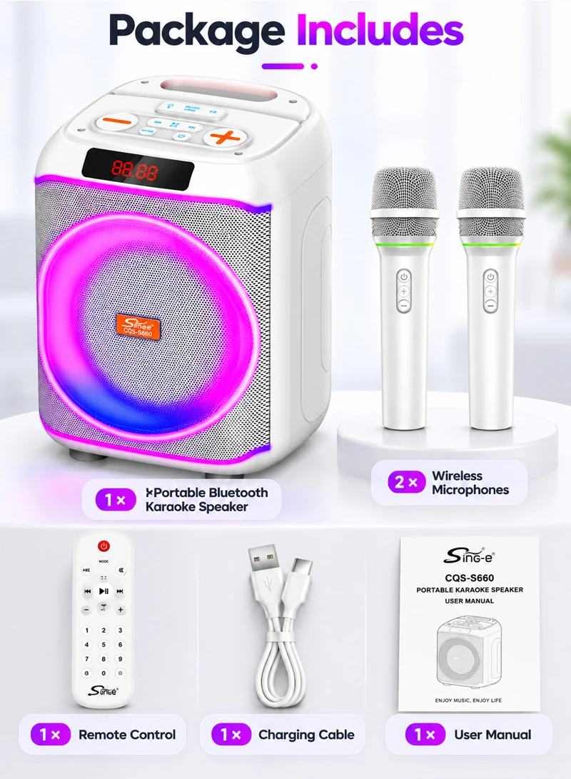 8-Inch Portable Bluetooth Karaoke Speaker with 2 Wireless Microphones, RGB LED Light, Digital D — photo 7