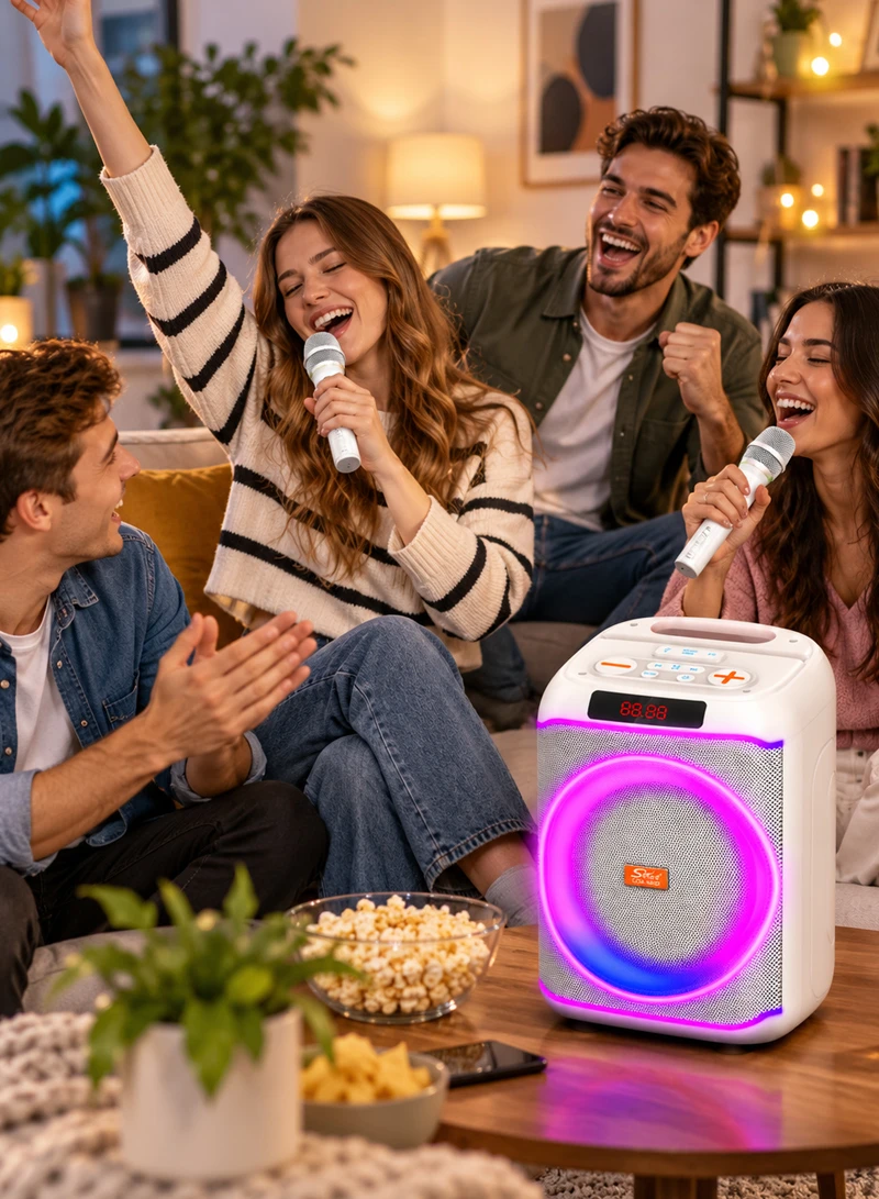 8-Inch Portable Bluetooth Karaoke Speaker with 2 Wireless Microphones, RGB LED Light, Digital D β photo 8