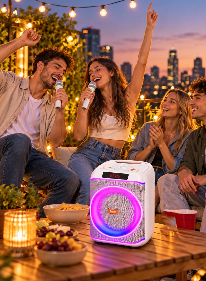 8-Inch Portable Bluetooth Karaoke Speaker with 2 Wireless Microphones, RGB LED Light, Digital D — photo 9