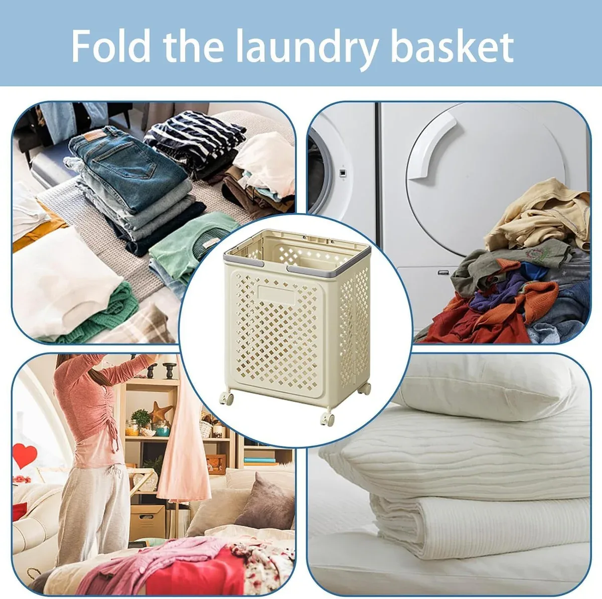 Foldable Rolling Laundry Basket — photo 5