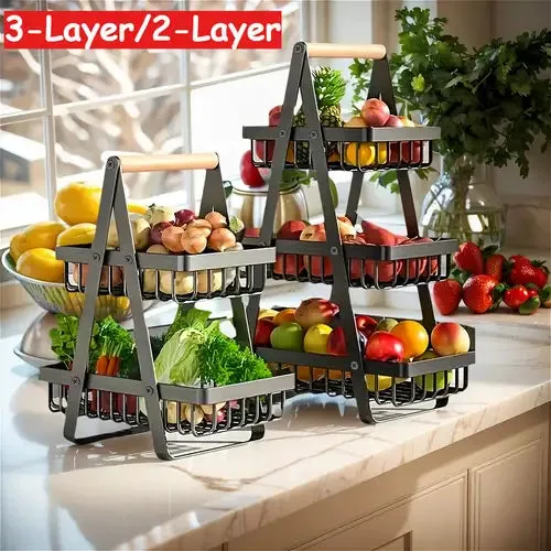 3 Tier Countertop Iron Storage Basket — photo 2