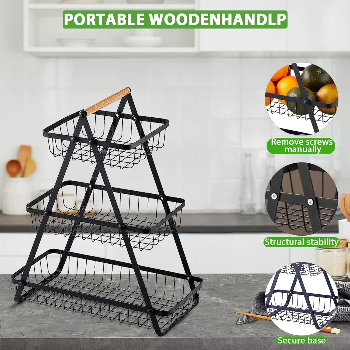 3 Tier Countertop Iron Storage Basket β photo 4