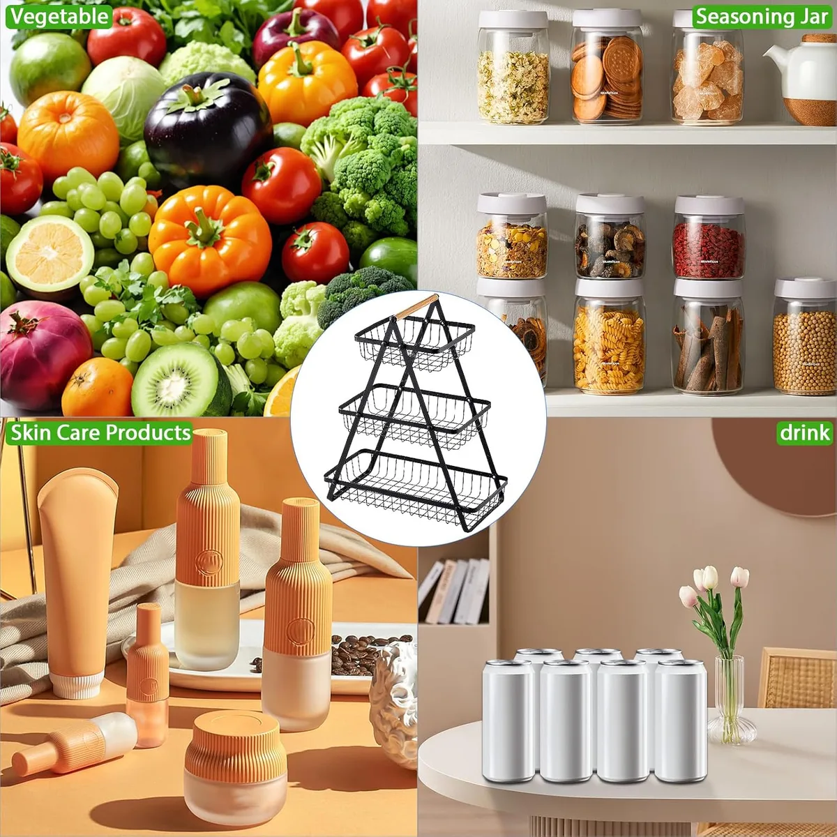 3 Tier Countertop Iron Storage Basket β photo 5