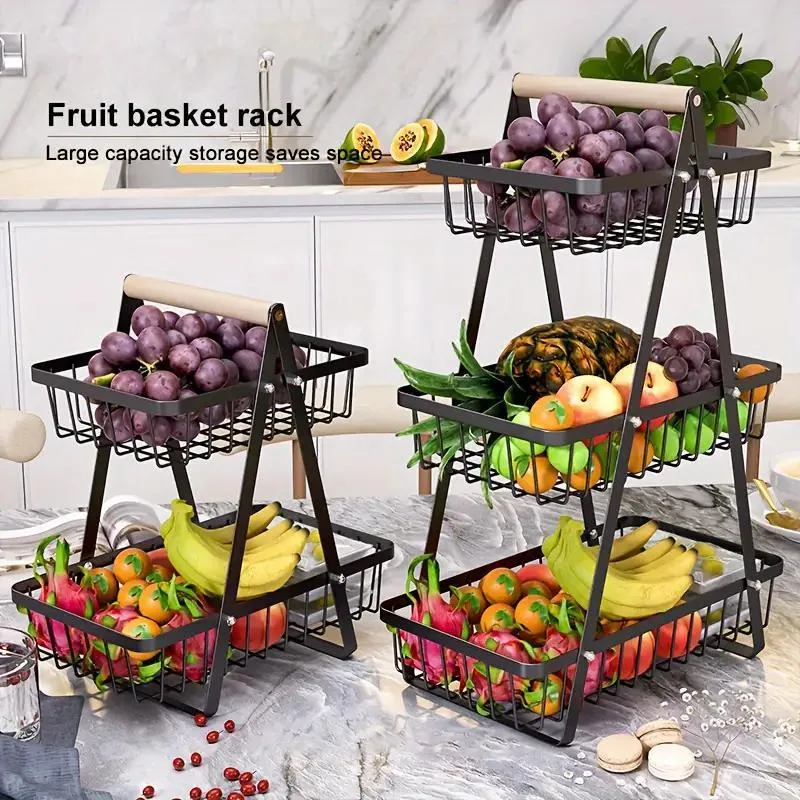 3 Tier Countertop Iron Storage Basket