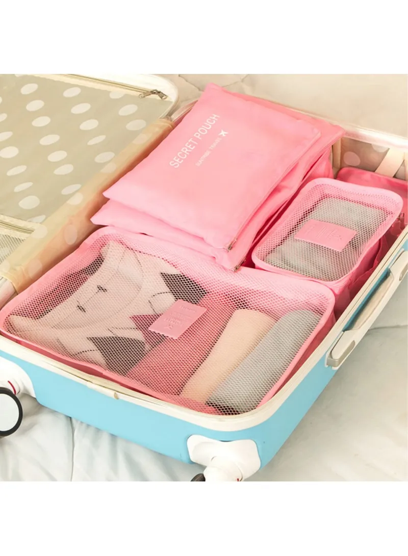 6Pcs Set Travel Storage Bag Clothes Tidy Luggage Organizer Pouch Bag - Dark Blue — photo 3