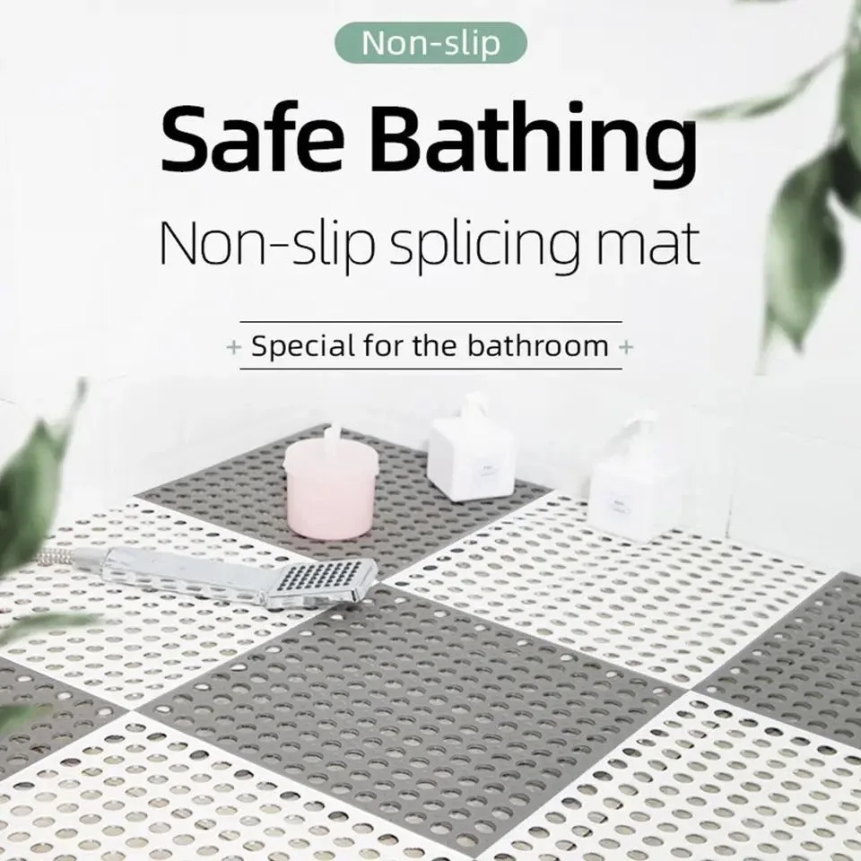 Floor Bathroom Non-slip Mat Toilet Splicing Ground Mat Silicone - White — photo 2