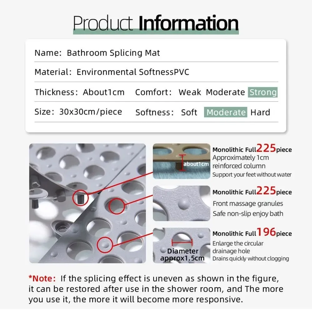 Floor Bathroom Non-slip Mat Toilet Splicing Ground Mat Silicone - White — photo 4