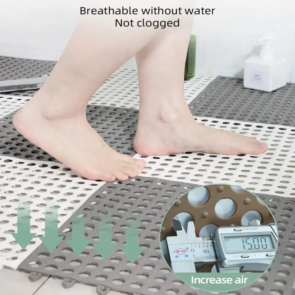 Floor Bathroom Non-slip Mat Toilet Splicing Ground Mat Silicone - White