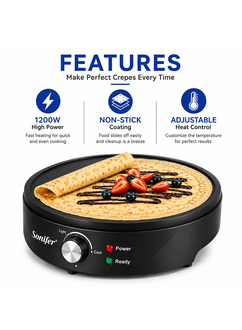 Electric Crepe Maker, Non-Stick Adjustable Heat Control Crepe Maker with Crepe Stick β photo 4