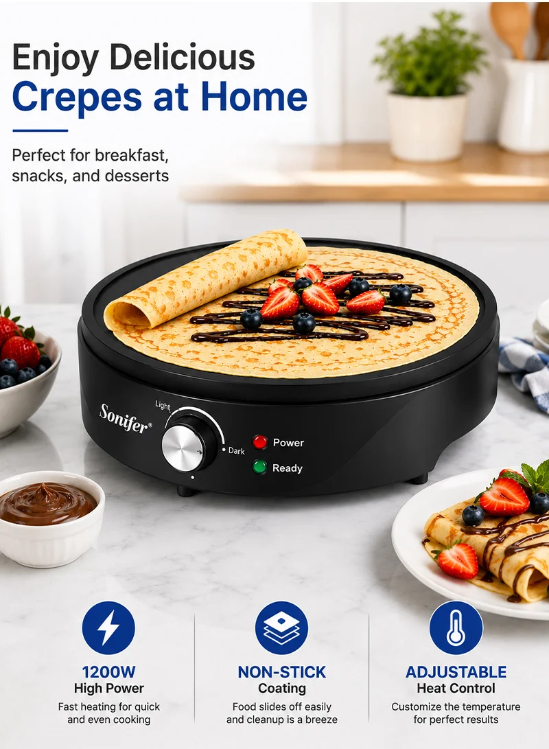 Electric Crepe Maker, Non-Stick Adjustable Heat Control Crepe Maker with Crepe Stick β photo 6