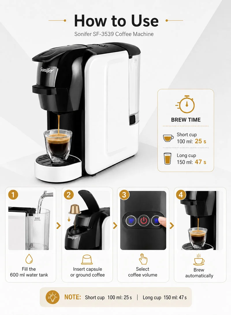 3-in-1 Capsule Coffee Machine with 19 Bar Pressure β photo 6