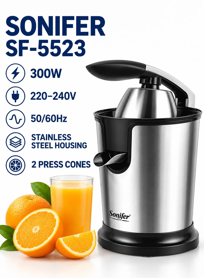Stainless Steel Electric Citrus Juicer, 15000rpm High-Speed Citrus Juicer with 2 Press Cones β photo 5