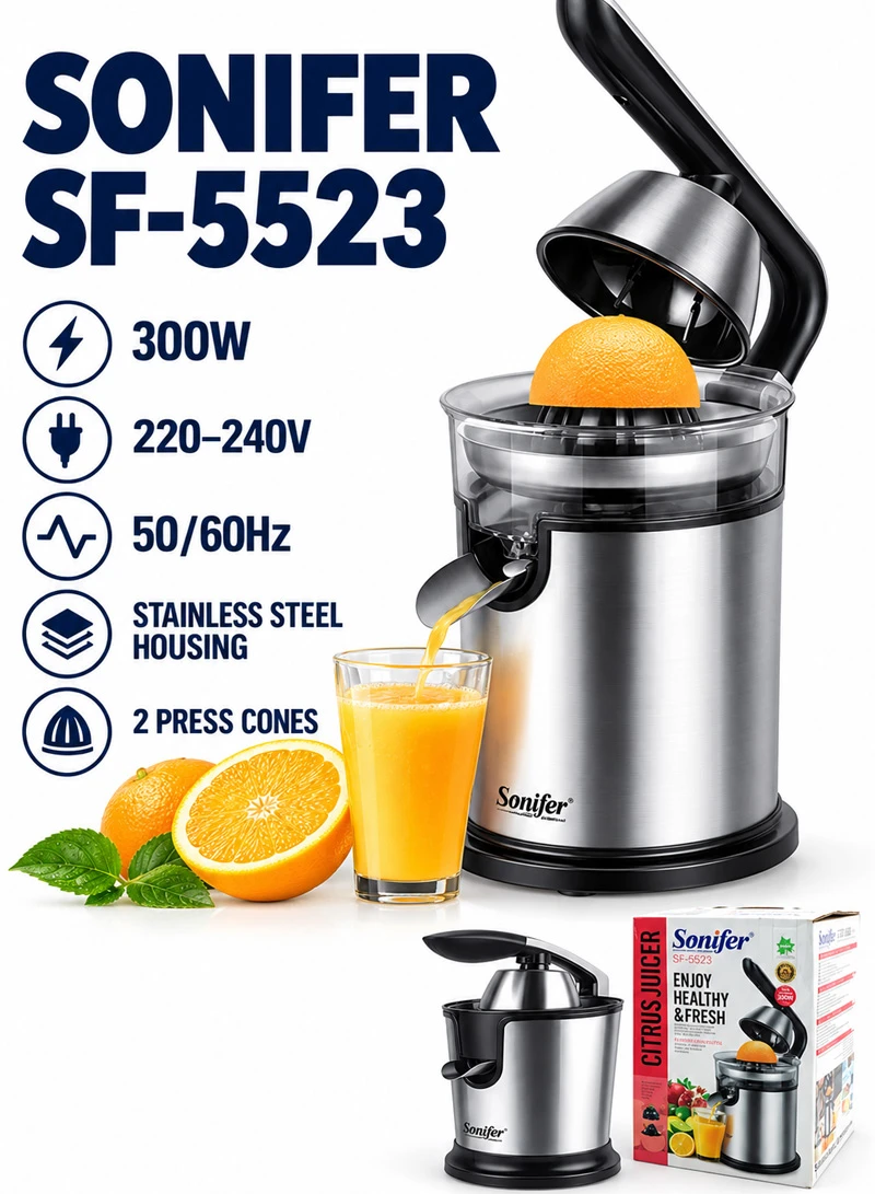 Stainless Steel Electric Citrus Juicer, 15000rpm High-Speed Citrus Juicer with 2 Press Cones — photo 6