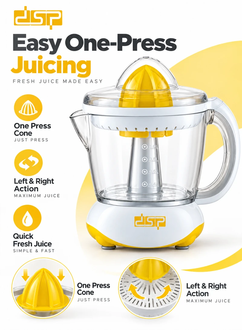 40W 1L One Press Cone Citrus Juicer - Yellow β photo 2