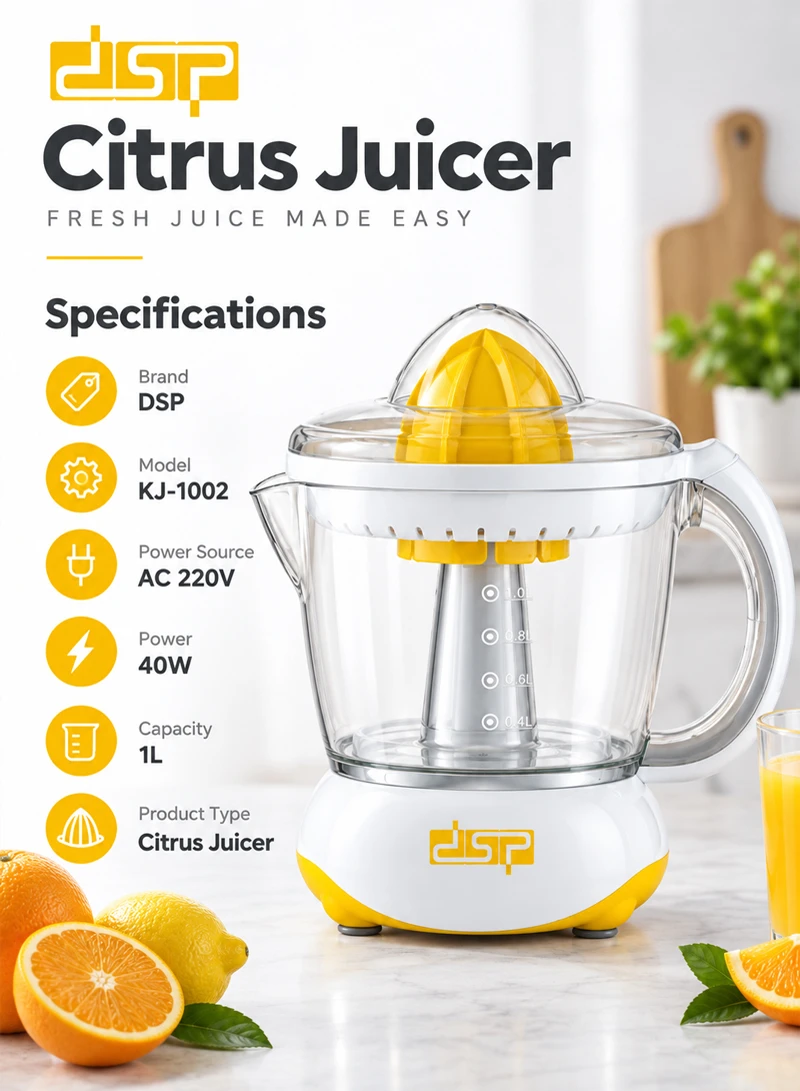40W 1L One Press Cone Citrus Juicer - Yellow β photo 5