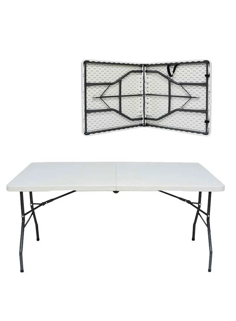 152cm Foldable Portable Easy-to Setup Multiple Use Centerfold Table - White β photo 2