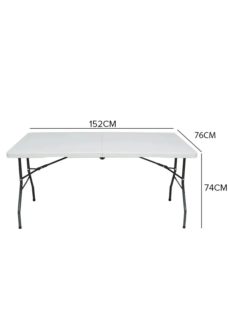 152cm Foldable Portable Easy-to Setup Multiple Use Centerfold Table - White β photo 5