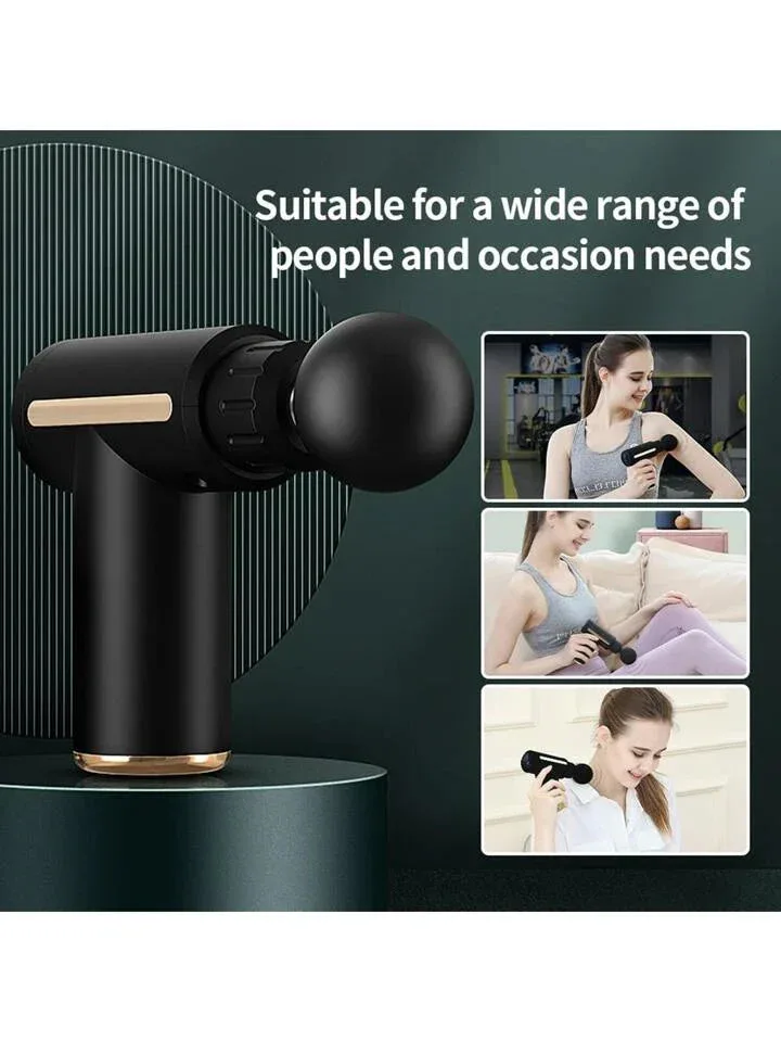 Rechargeable Mini Muscle Massage Gun With 6 Gears And 4 Massage Heads - Red β photo 2