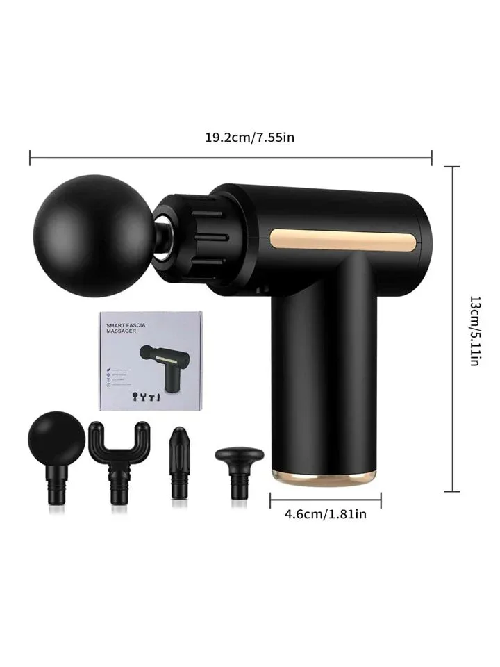 Rechargeable Mini Muscle Massage Gun With 6 Gears And 4 Massage Heads - Red β photo 7