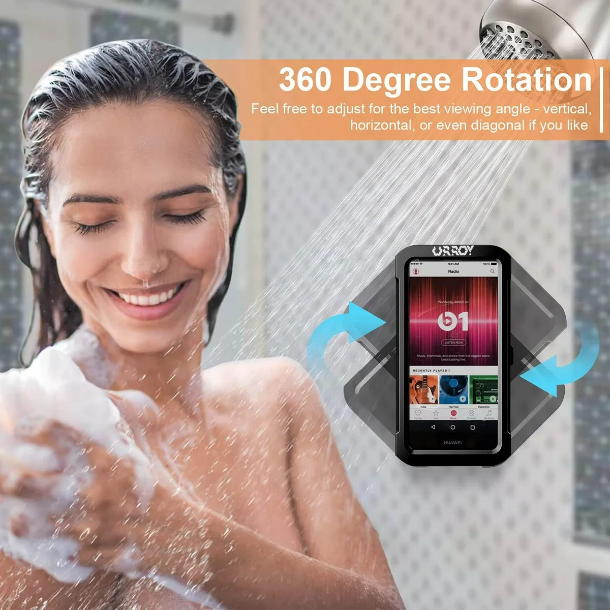 Shower Phone Holder [360° Rotation], Waterproof Wall Mount Shower Phone Case - White — photo 2