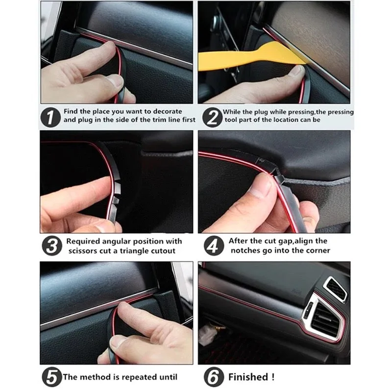 5 Meter Car Interior & Exterior Decoration Trim Strip line Dashboard - Blue — photo 6