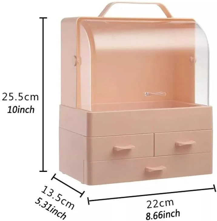 Makeup Organiser, Portable Skin Care Display Case with 3 Drawer - White β photo 4