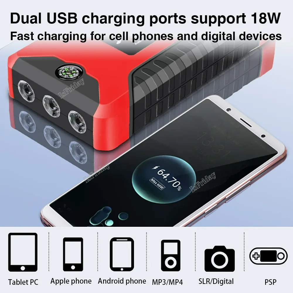 Portable Car Jump Starter Power Bank, Battery Booster Charger, Starting Device, Auto Emergency, Lighting Start-up, 12V - Jump starter — photo 4
