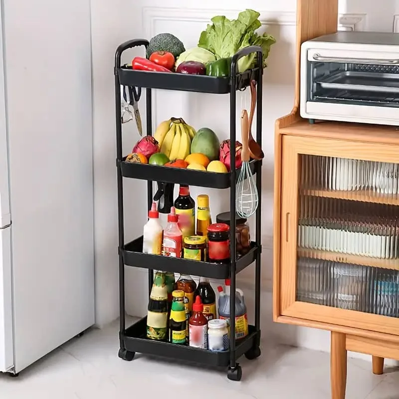Kitchen Storage Cart 4 layer movable - Black