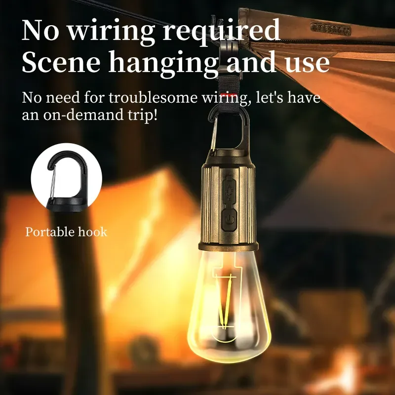 Portable Camping Lamp 600mAh LED with Hanging Portable Lighting Type C Charging Waterproof - T02 — photo 2