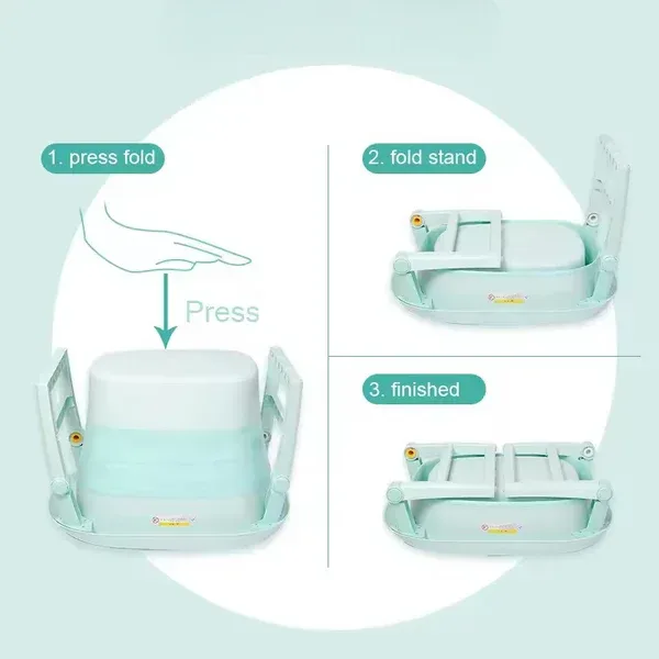 Foldable Baby Bath Tub with Bath Seat and Non-Slip Holder for Safety - Blue β photo 3